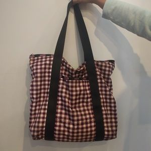 Lesportsac pink plaid tote bag
